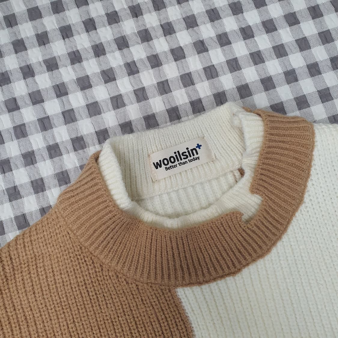 배색 니트 스웨터 남자95~100 상품이미지3