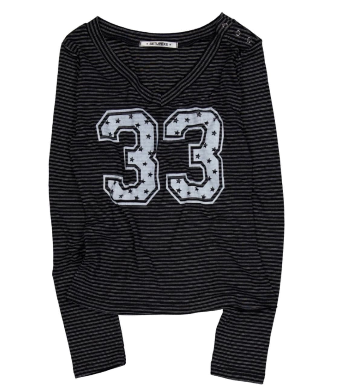 셋업엑스이 33 스트라이프 브이넥 탑 상품이미지1