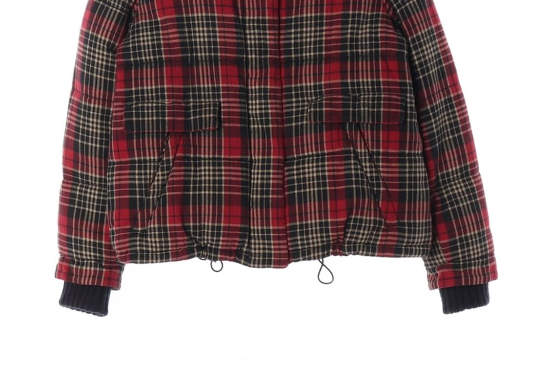 엠폴햄 리얼 라쿤 퍼 타탄 체크 후드 숏패딩 M 상품이미지5