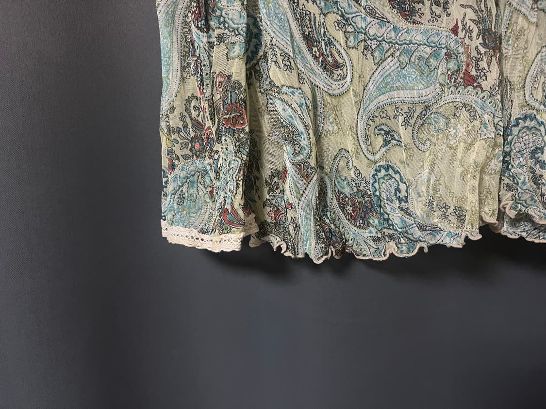 에스닉 페이즐리 패턴 시스루 블라우스 상품이미지3