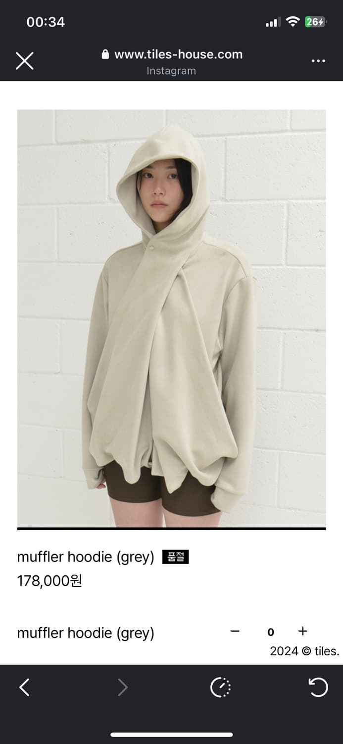 [tiles] muffler hoodie (grey) 상품이미지2