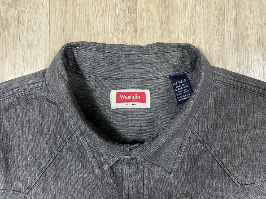 110~) 00's 랭글러 미국판 그레이데님 웨스턴셔츠 상품이미지3