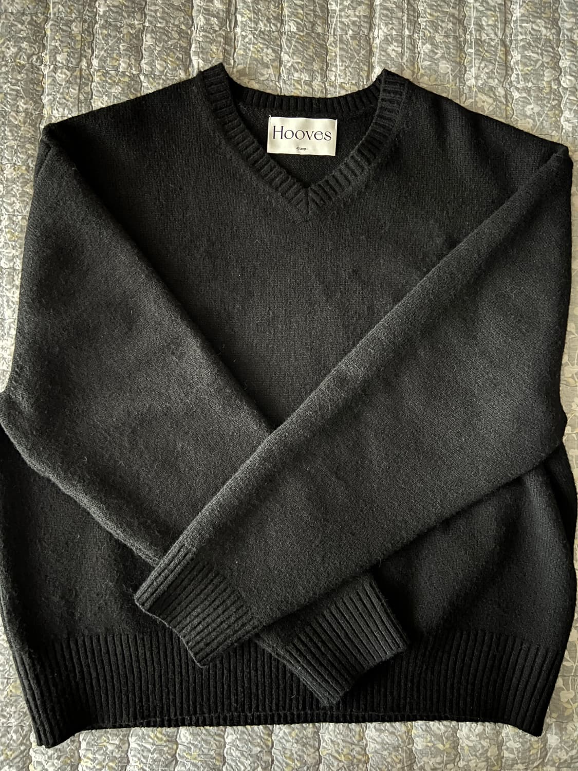 후브스 울브이넥 크롭 니트 블랙 xl  상품이미지1