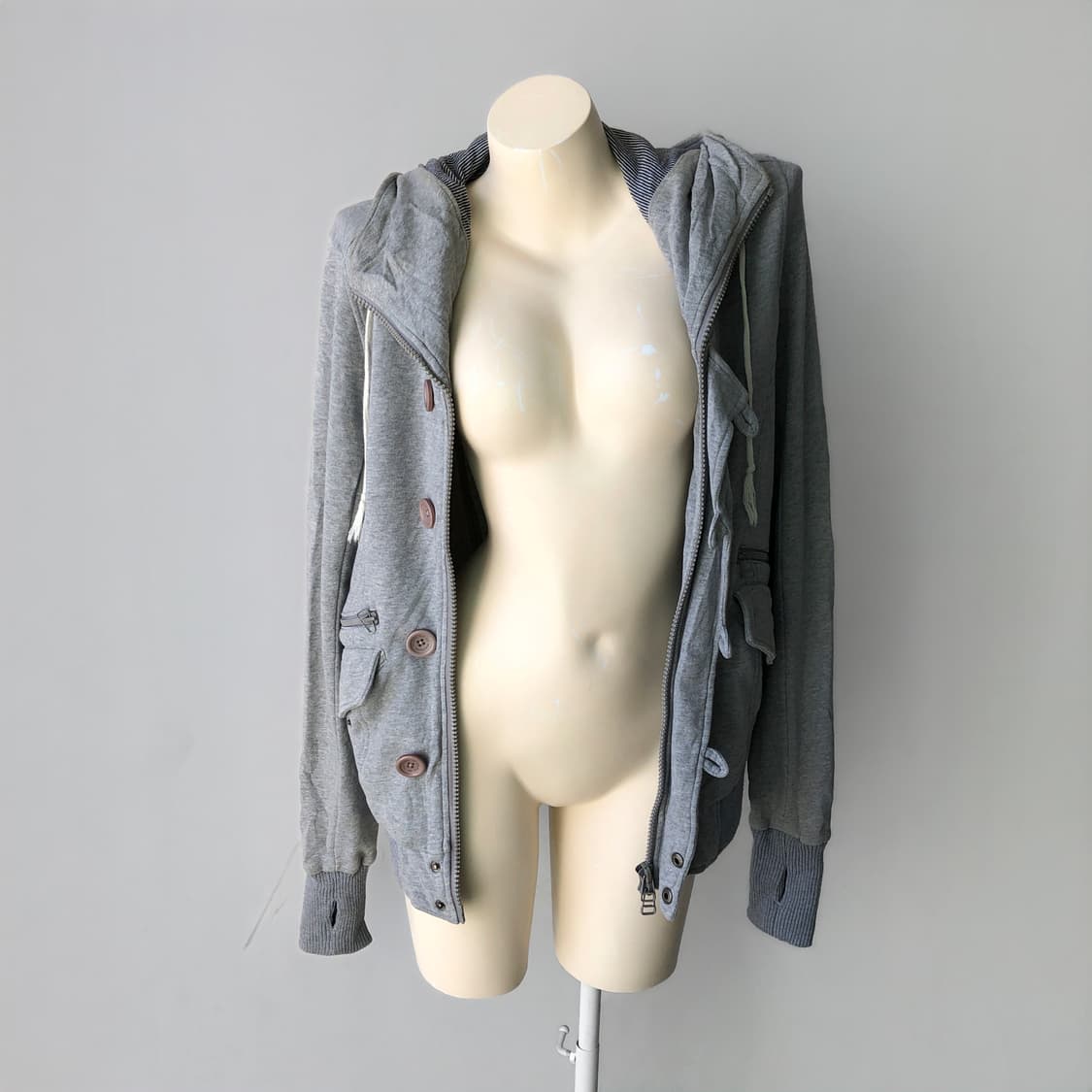 그레이 워머 코튼 저지 후드 집업 상품이미지1