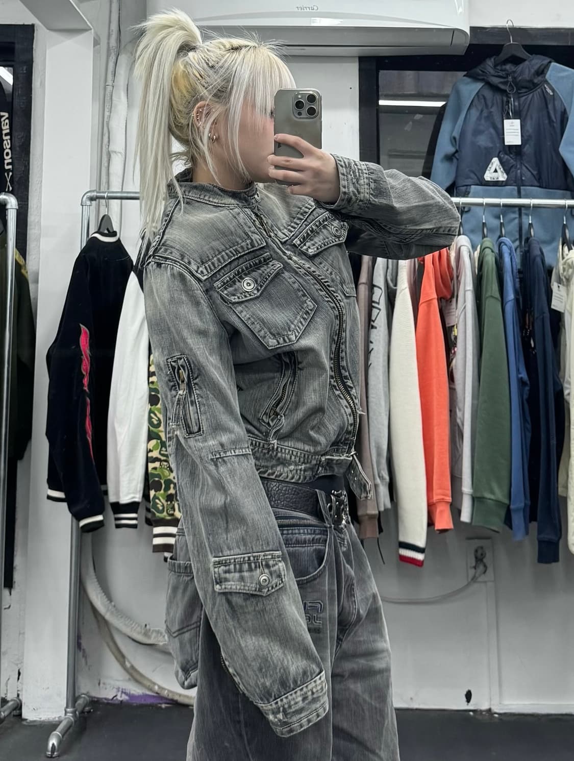 VTG Y2K 그런지 데님 바이커 자켓 상품이미지2