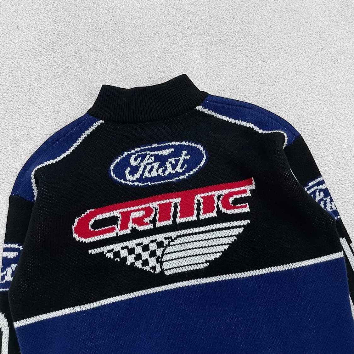 크리틱 레이싱 니트 집업 네이비 상품이미지4