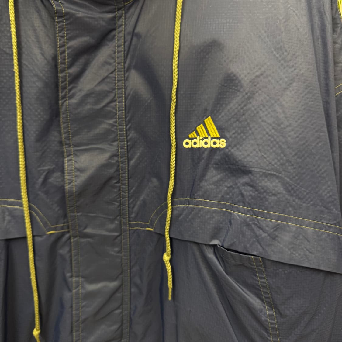 90s 아디다스 올드스쿨 바람막이 사이드 카키 배색 포인트 네이비 상품이미지5