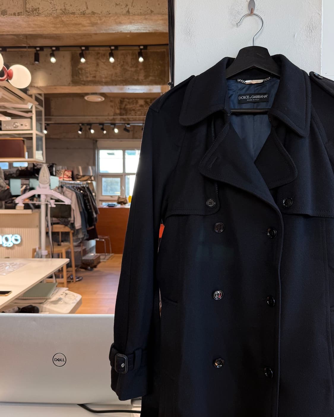 돌체앤가바나 블랙 캐시미어 혼방 트렌치코트 상품이미지4