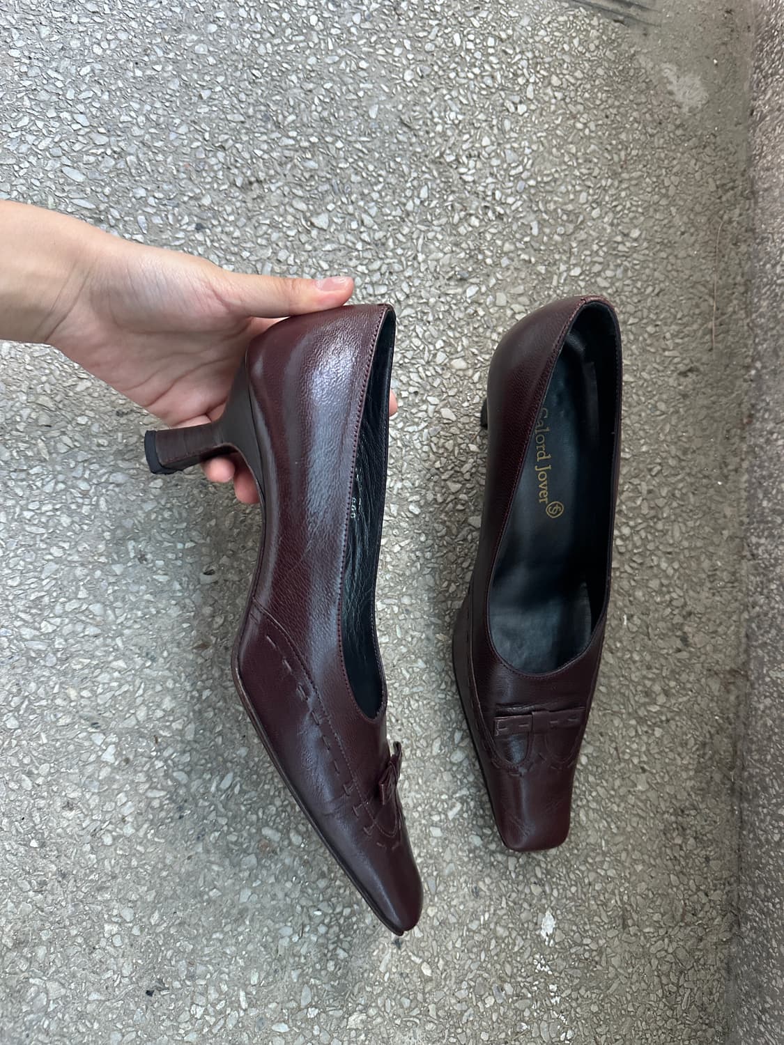 Vintage Square Toe Kitten Heels 상품이미지6
