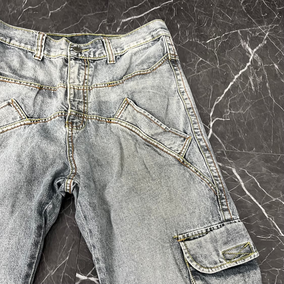 BLUESKIN 아이스 워시드 와이드 데님 카고 팬츠 상품이미지7