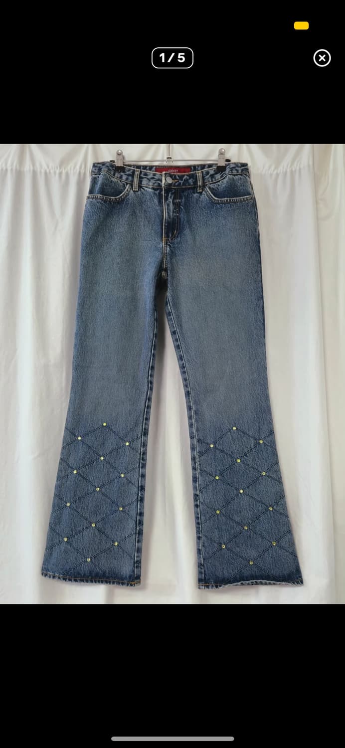 큐빅 데님 세미 부츠컷 진 상품이미지1