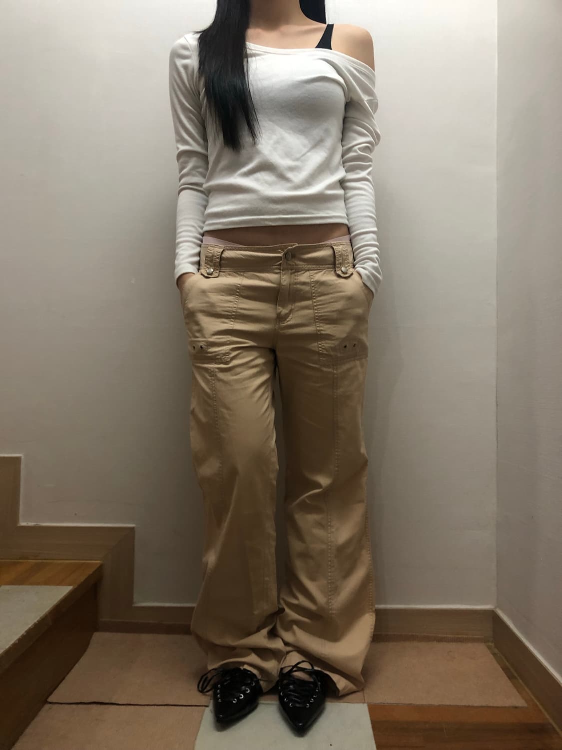 빈티지 베이지 포켓 디테일 팬츠 상품이미지4