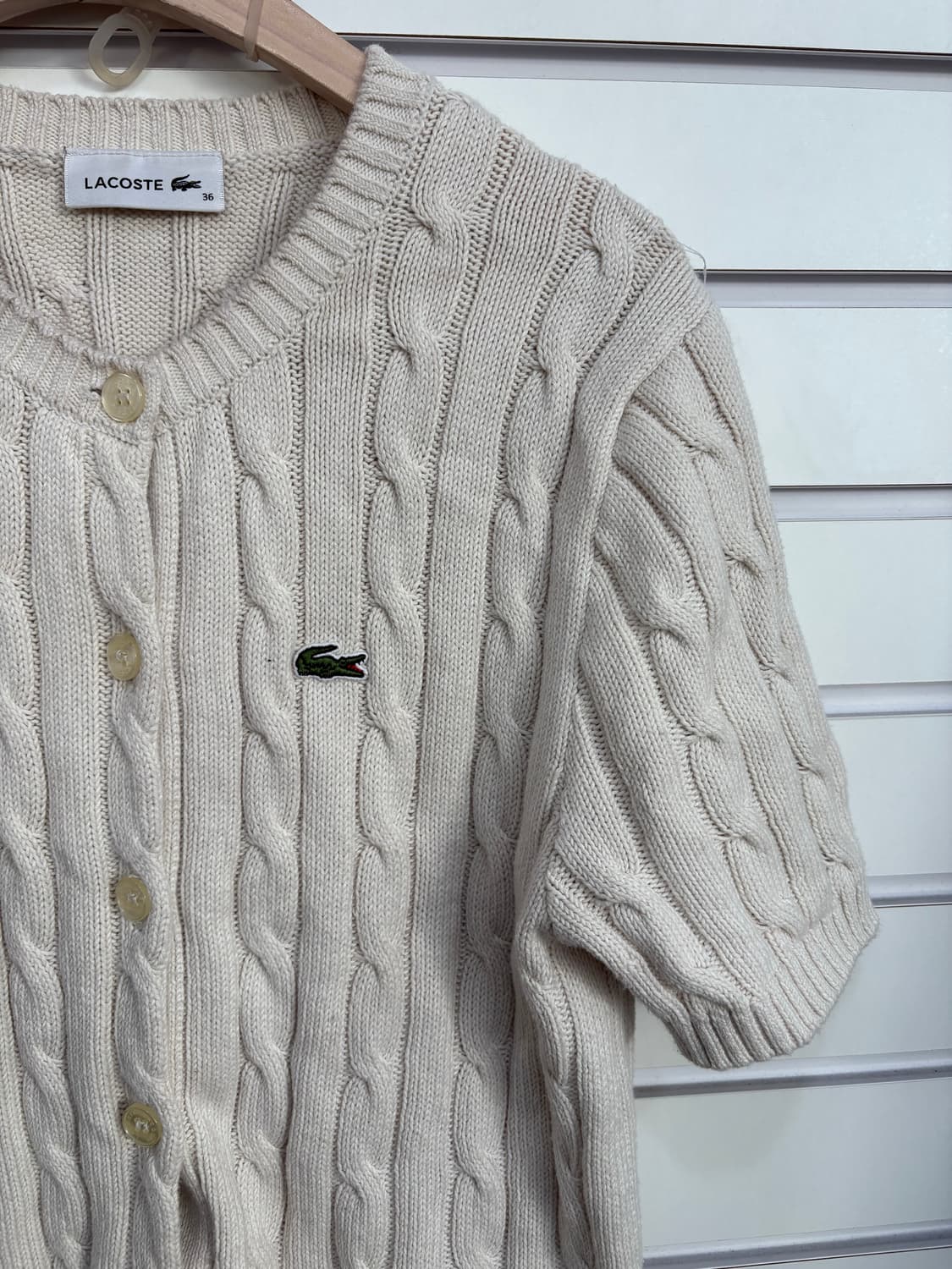 라코스테 케이블 반팔 니트 가디건 아이보리 S 상품이미지4