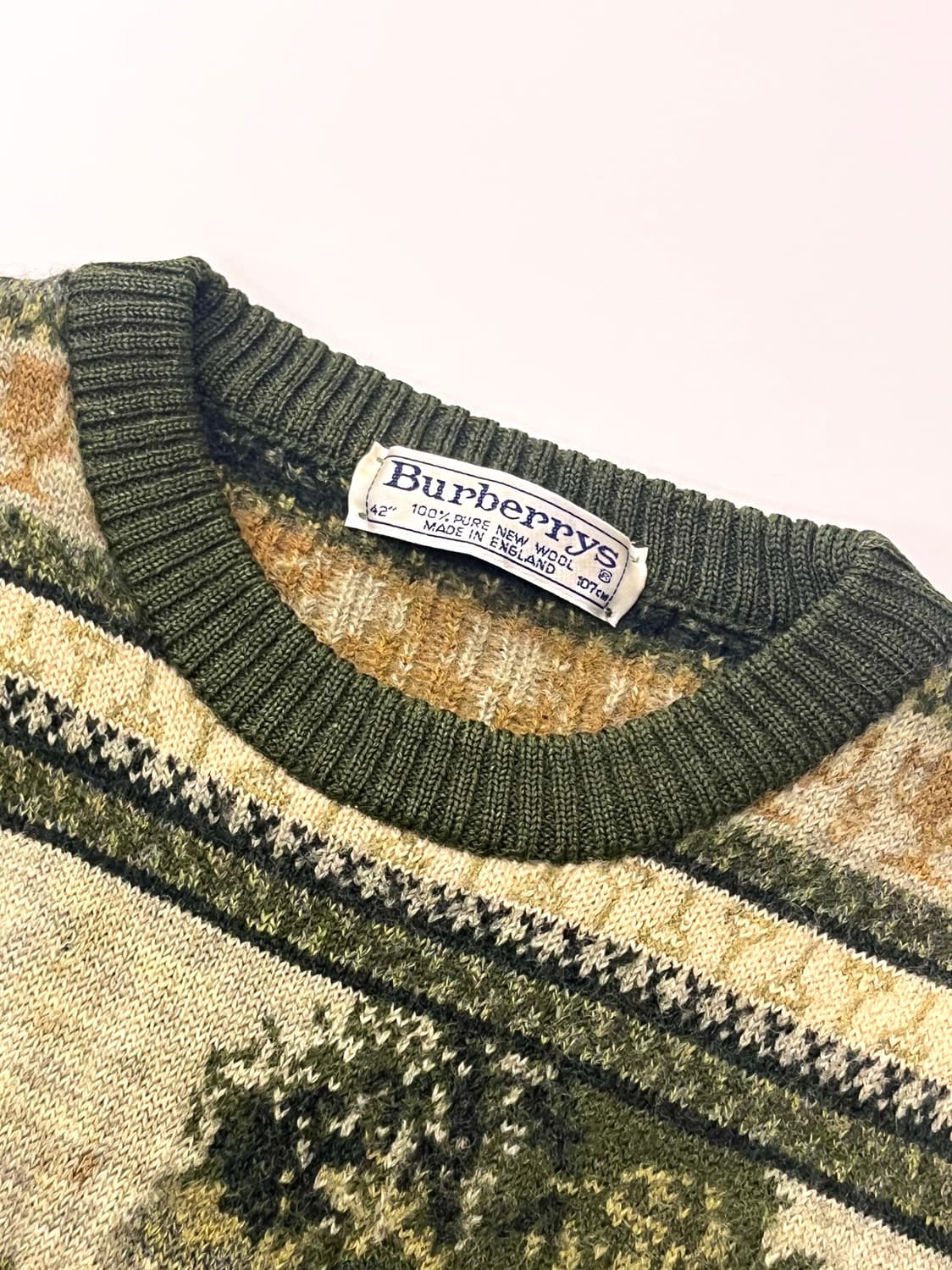 Burberry 버버리 80s 그린배색 골프맨 울 스웨터  상품이미지5