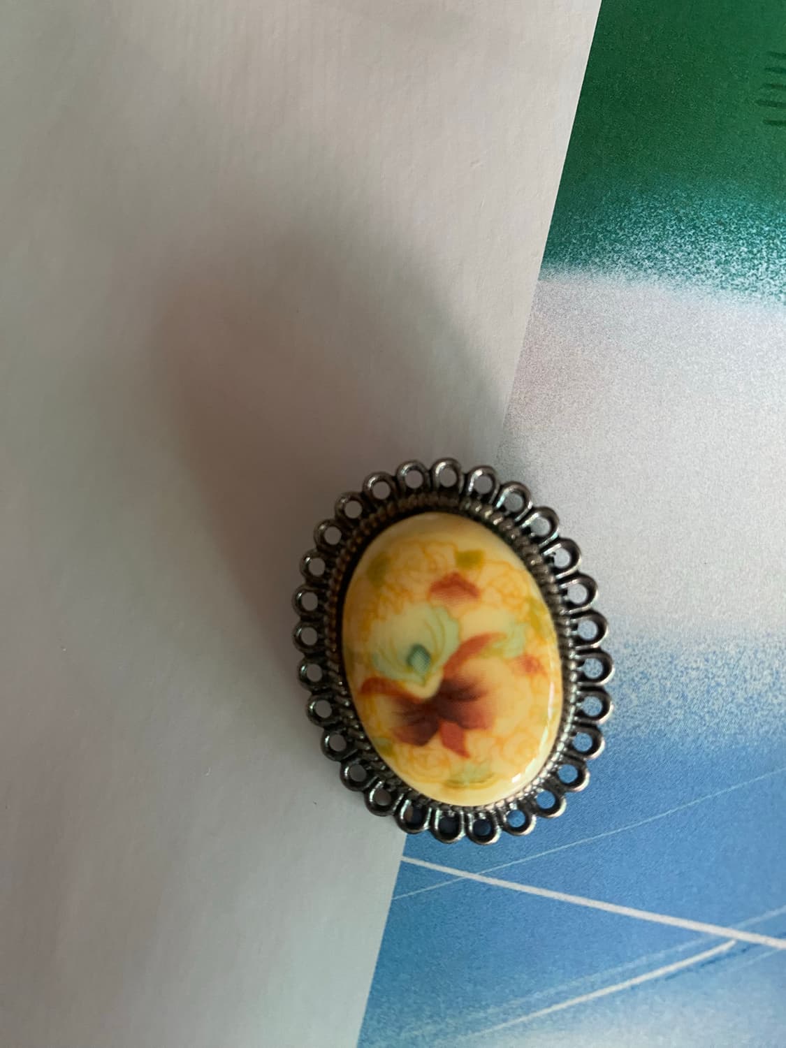 플라워 카보션 빈티지 브로치 상품이미지3