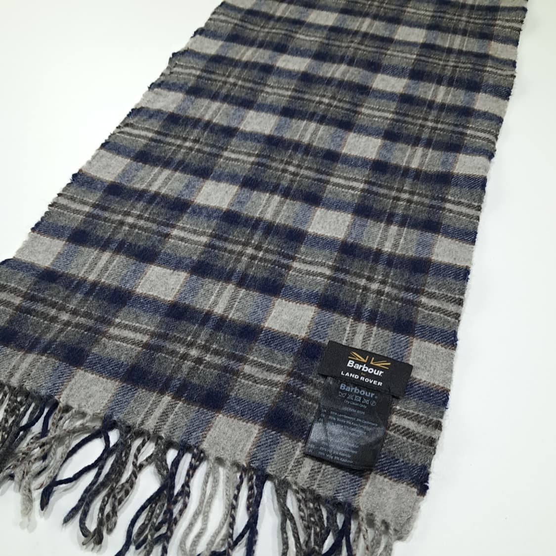 MX605 바버 울캐시미어 랜드로버 타탄체크 그레이 머플러 목도리 상품이미지4