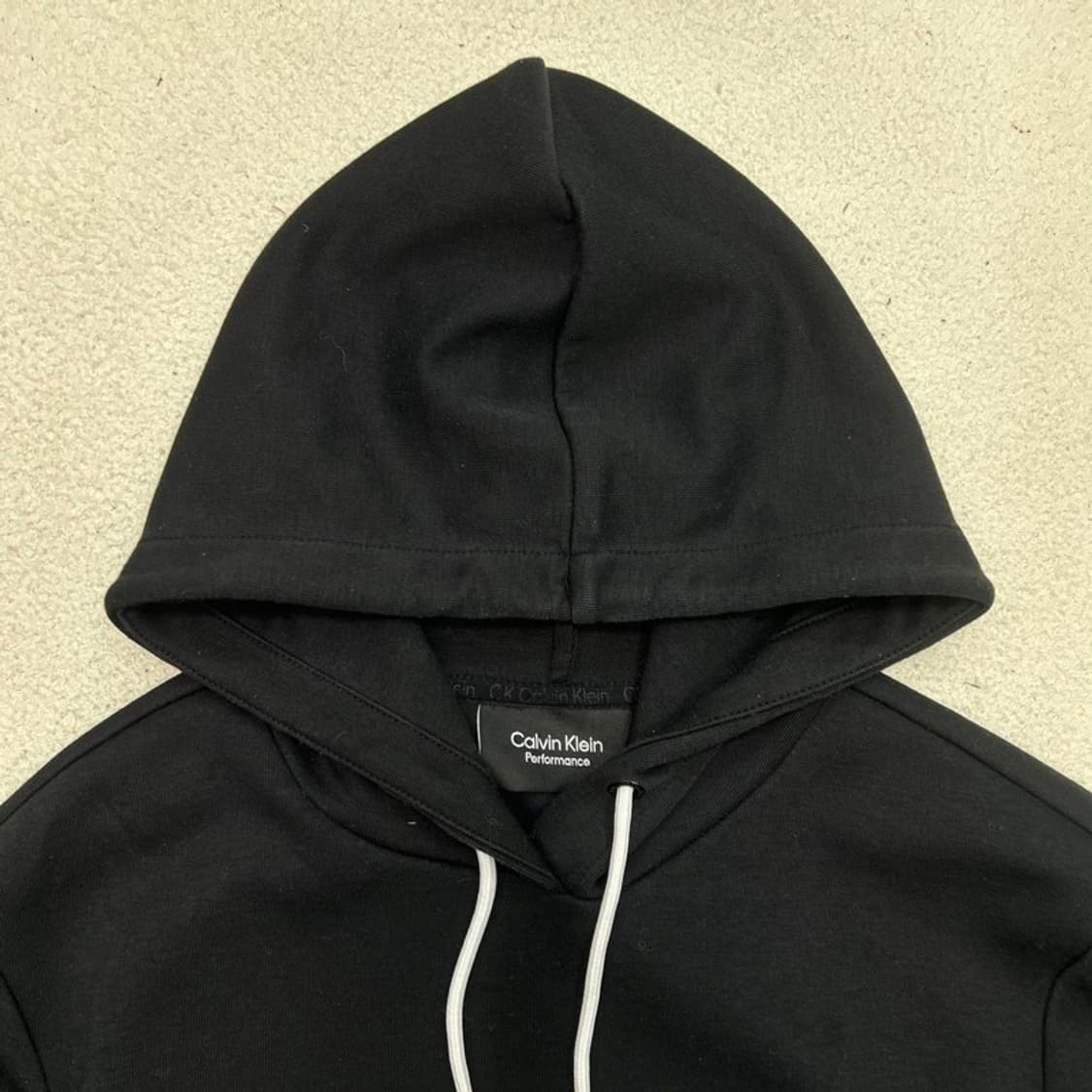 캘빈클라인 퍼포먼스 블랙 화이트 자수로고 폴리 코튼 혼방 후드티 S 상품이미지3
