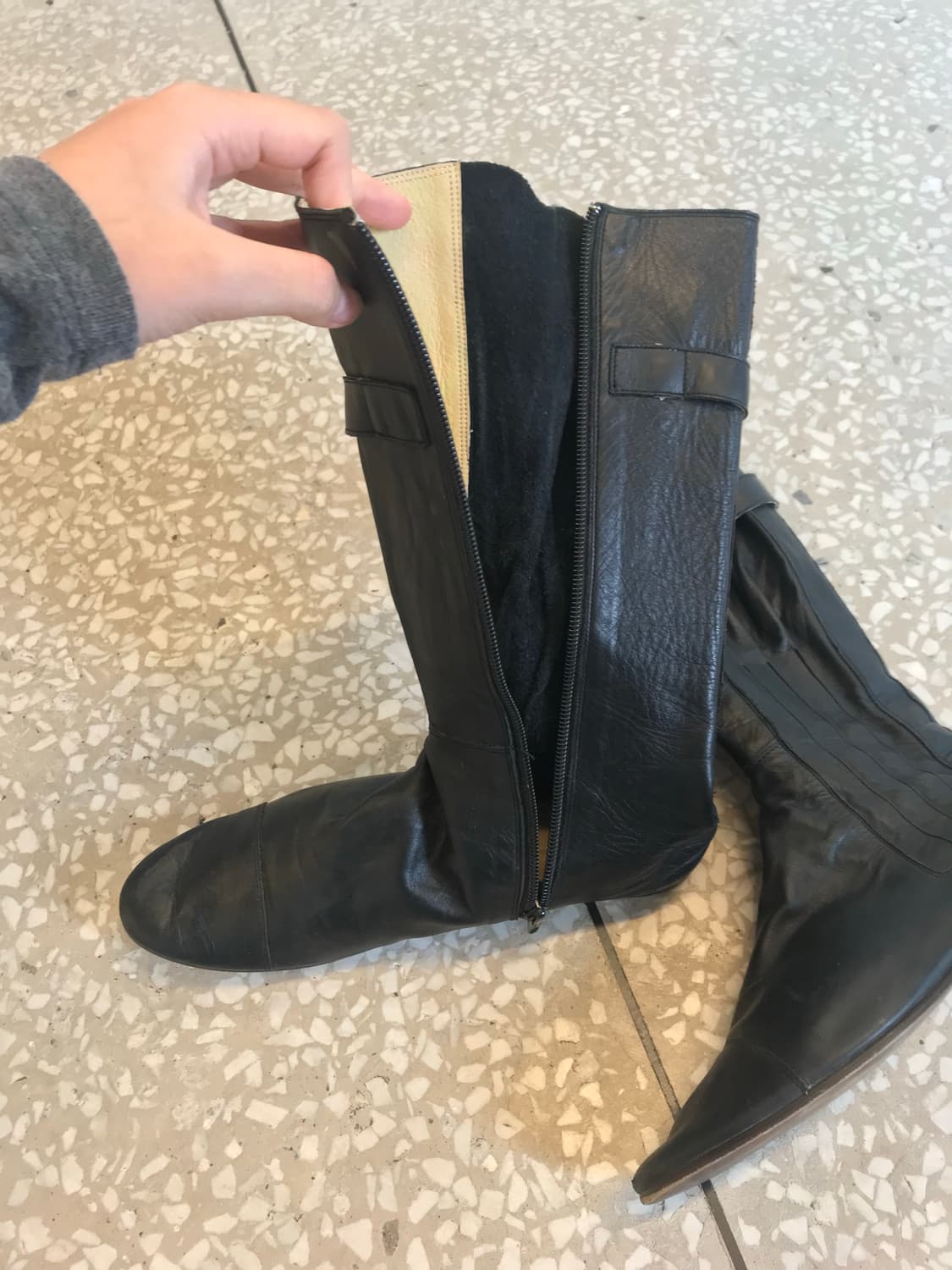 Vintage Pointed Leather Long Boots  상품이미지5