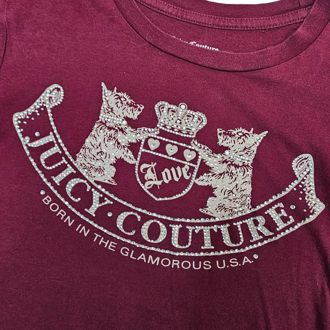 S Juicy Couture 00's 쥬시꾸뛰르 와인 반팔 티셔츠 상품이미지5
