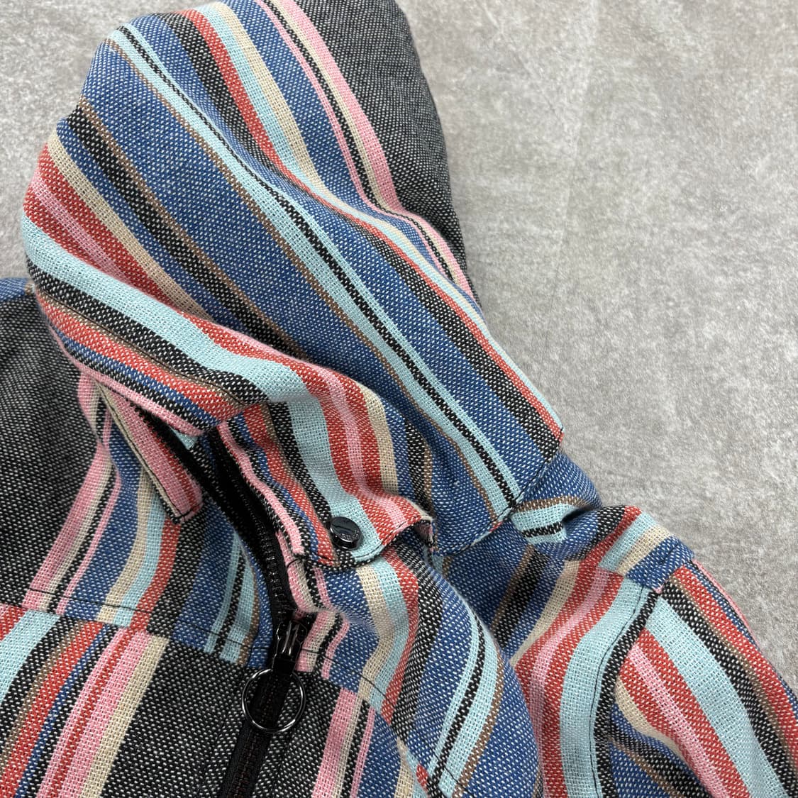 GUESS Fringed Striped Zip Front Hooded J 상품이미지2