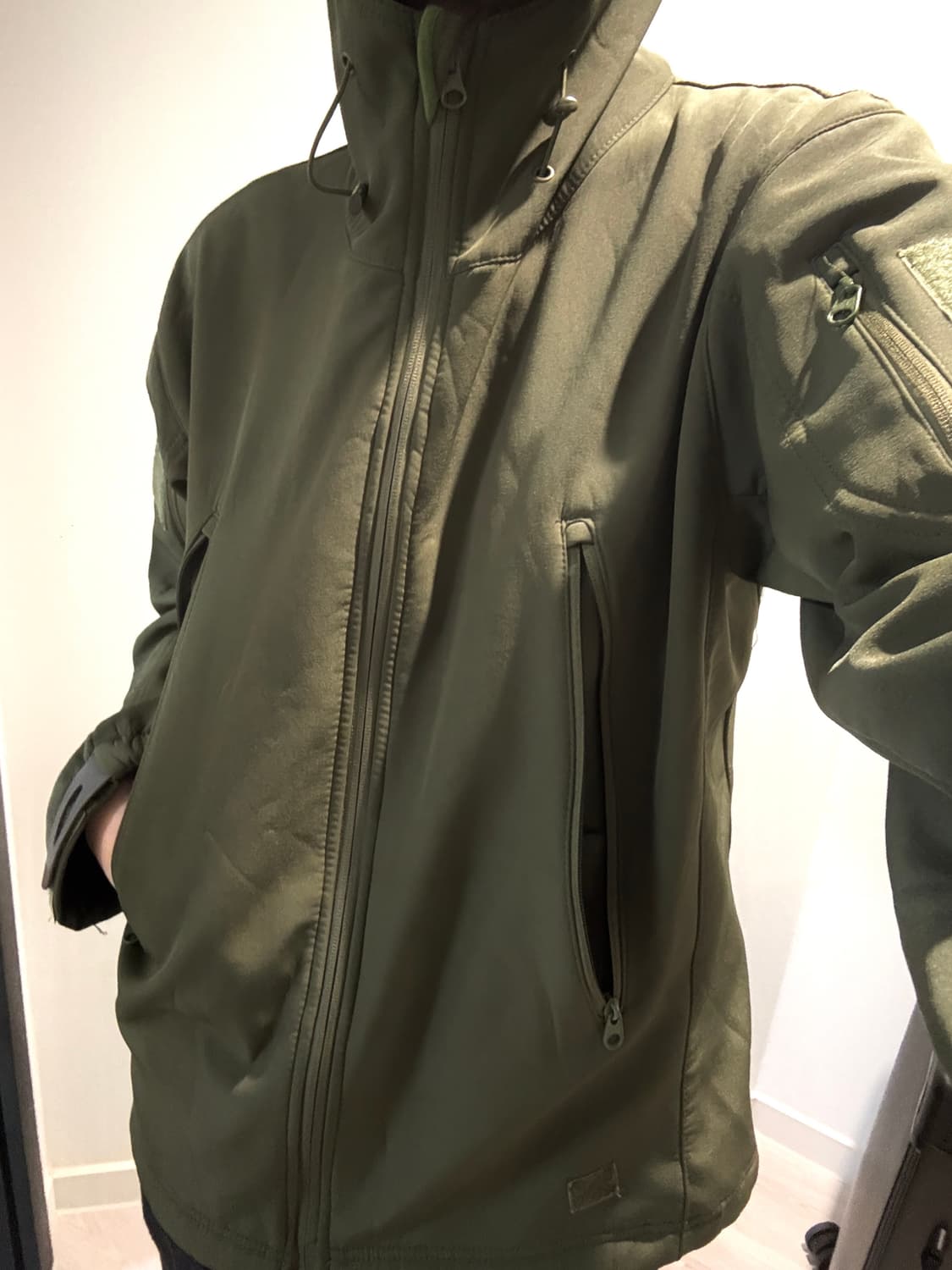 하이넥 카키 기모 후드집업 M 상품이미지2
