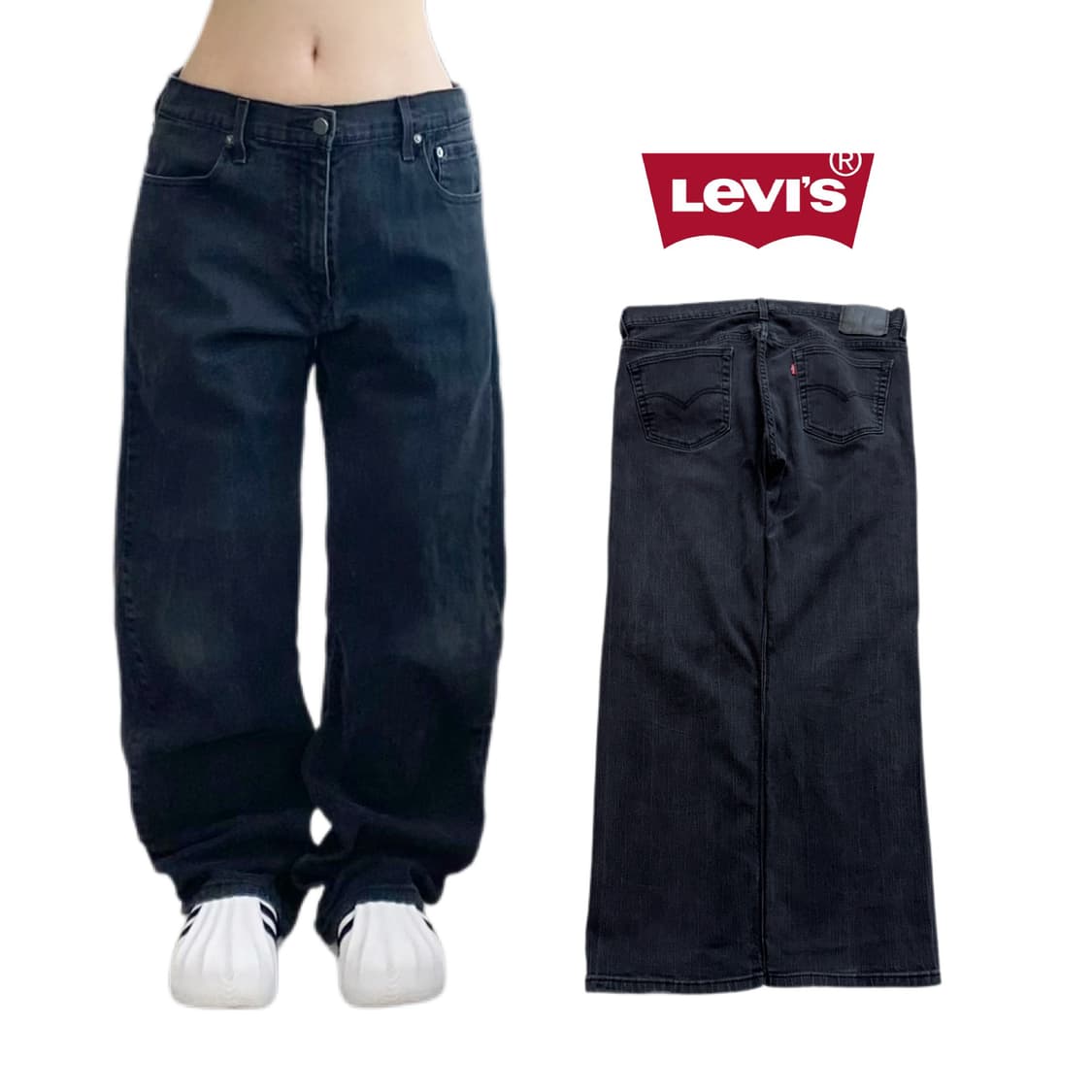 리바이스 569 흑청 새깅 와이드 데님팬츠 상품이미지1
