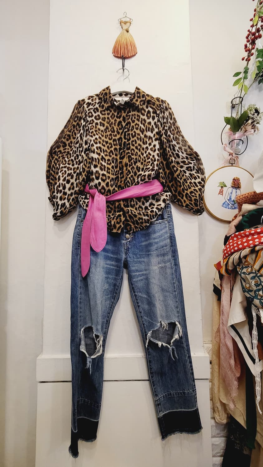 H&M 벌룬  레오파드 쉬폰 블라우스.캉캉 샤 스커트 상품이미지1