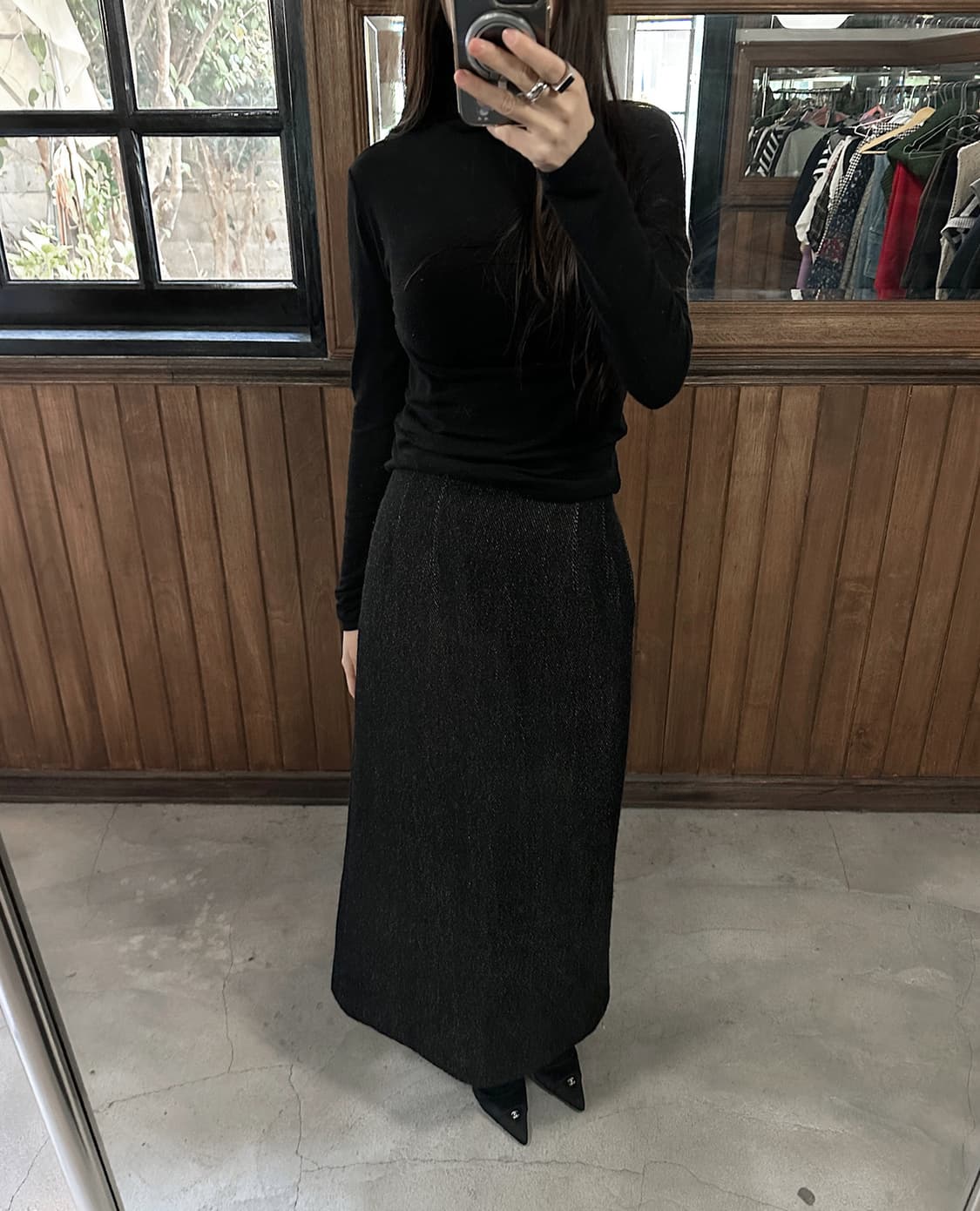 COMME DES GARCONS black wool maxi skirt 상품이미지2