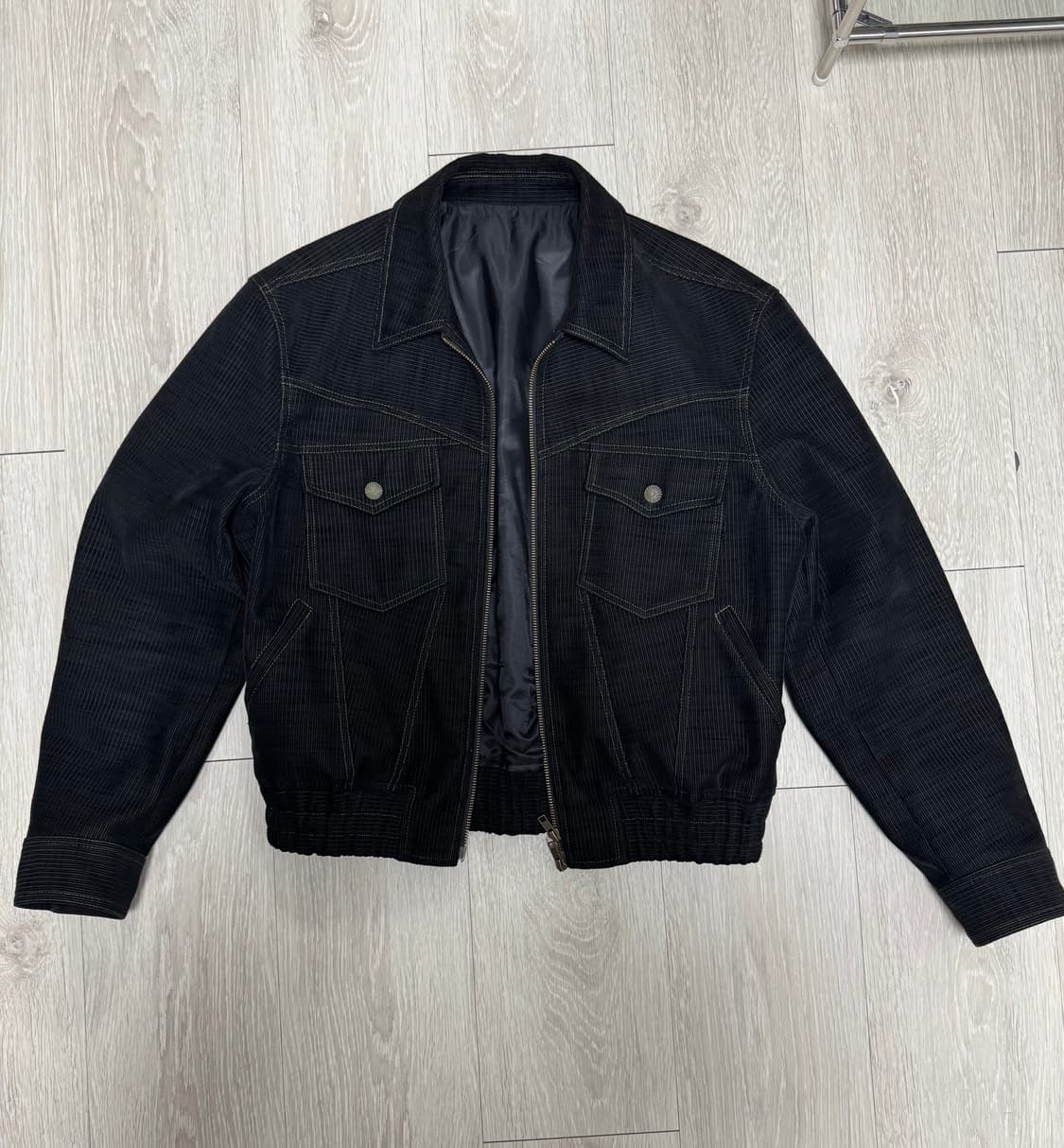 엘무드 로데오 트러커 블루종 자켓 빈티지 블랙 46 상품이미지3