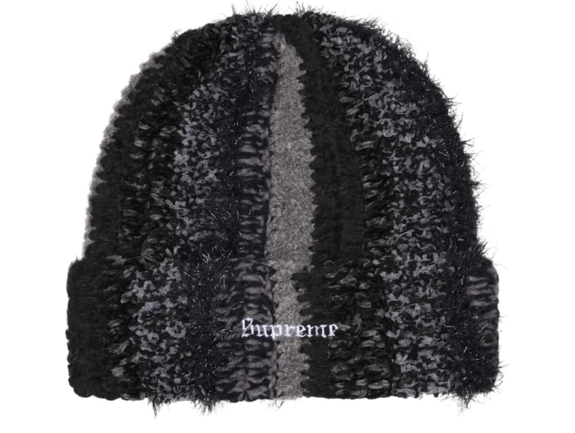 슈프림 틴셀 스트라이프 비니 블랙 상품이미지1