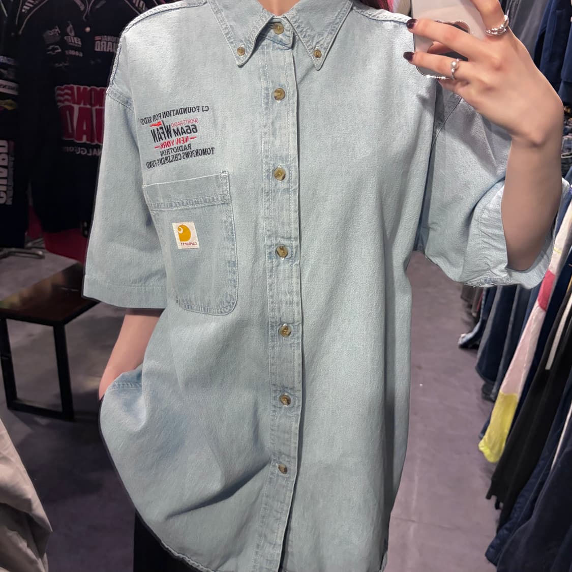 [IM] Carhartt 칼하트 데님 반팔 셔츠 연청 상품이미지5
