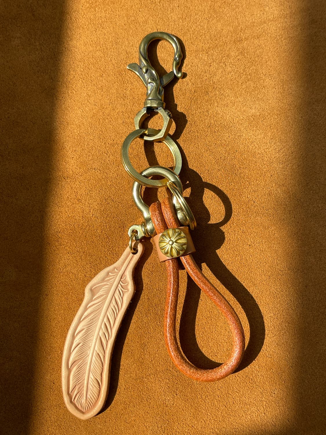 아메카지 레더 키링 세트 / 페더 참 / 브라스 하드웨어 상품이미지6