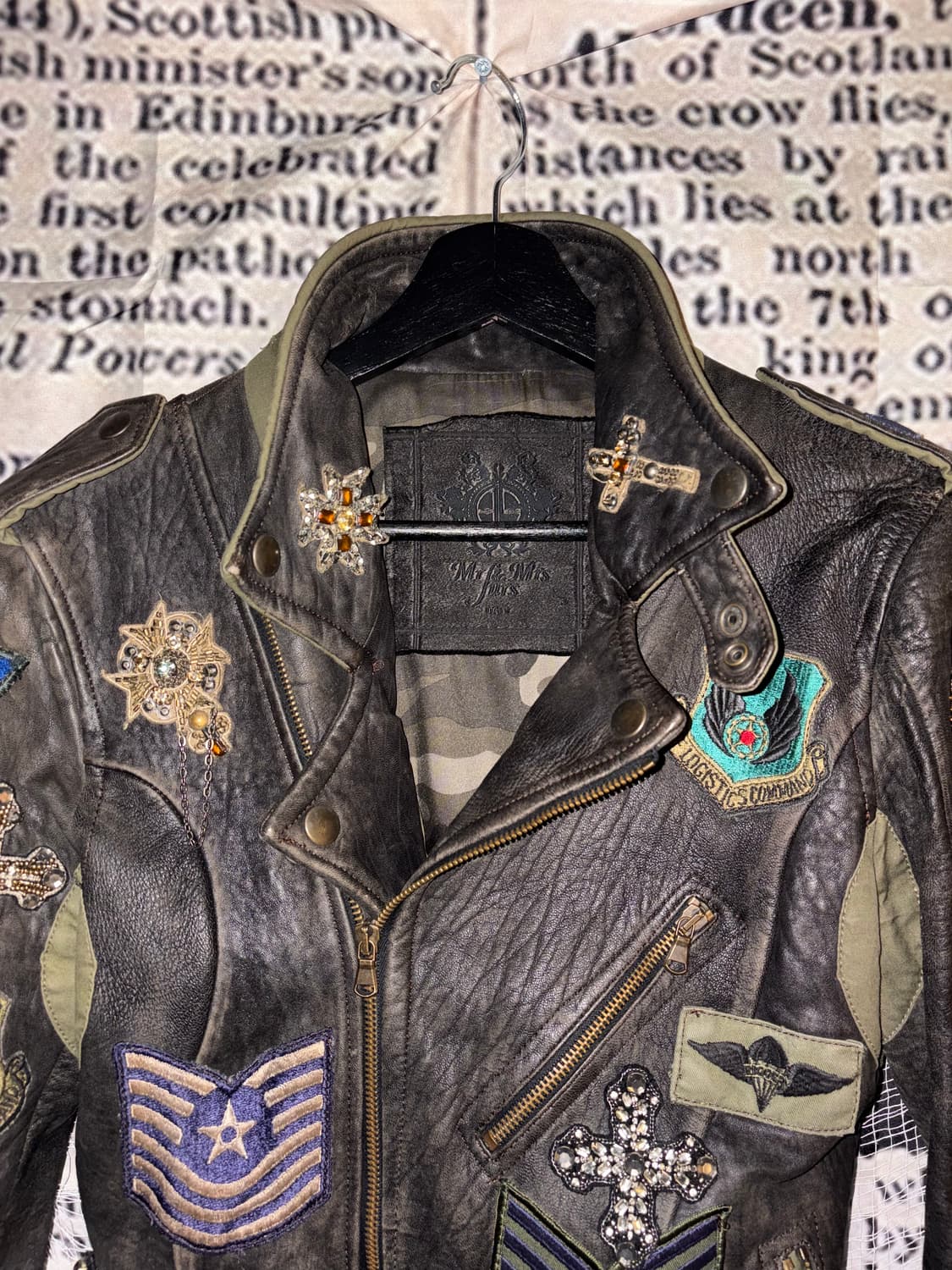 Crystal Embellished Leather Jacket 상품이미지2