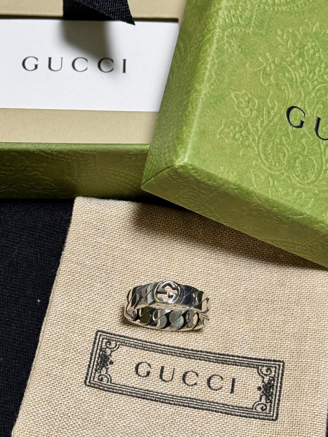 와이드 구찌 인터로킹 체인 반지(19호) 상품이미지2