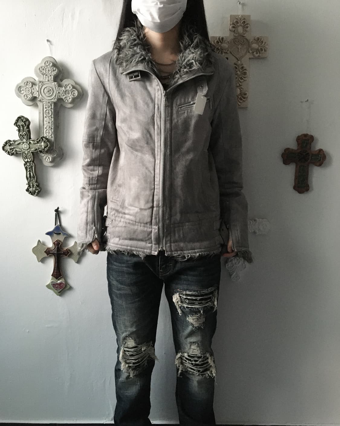 Fake fur trimming belted mustang 상품이미지7