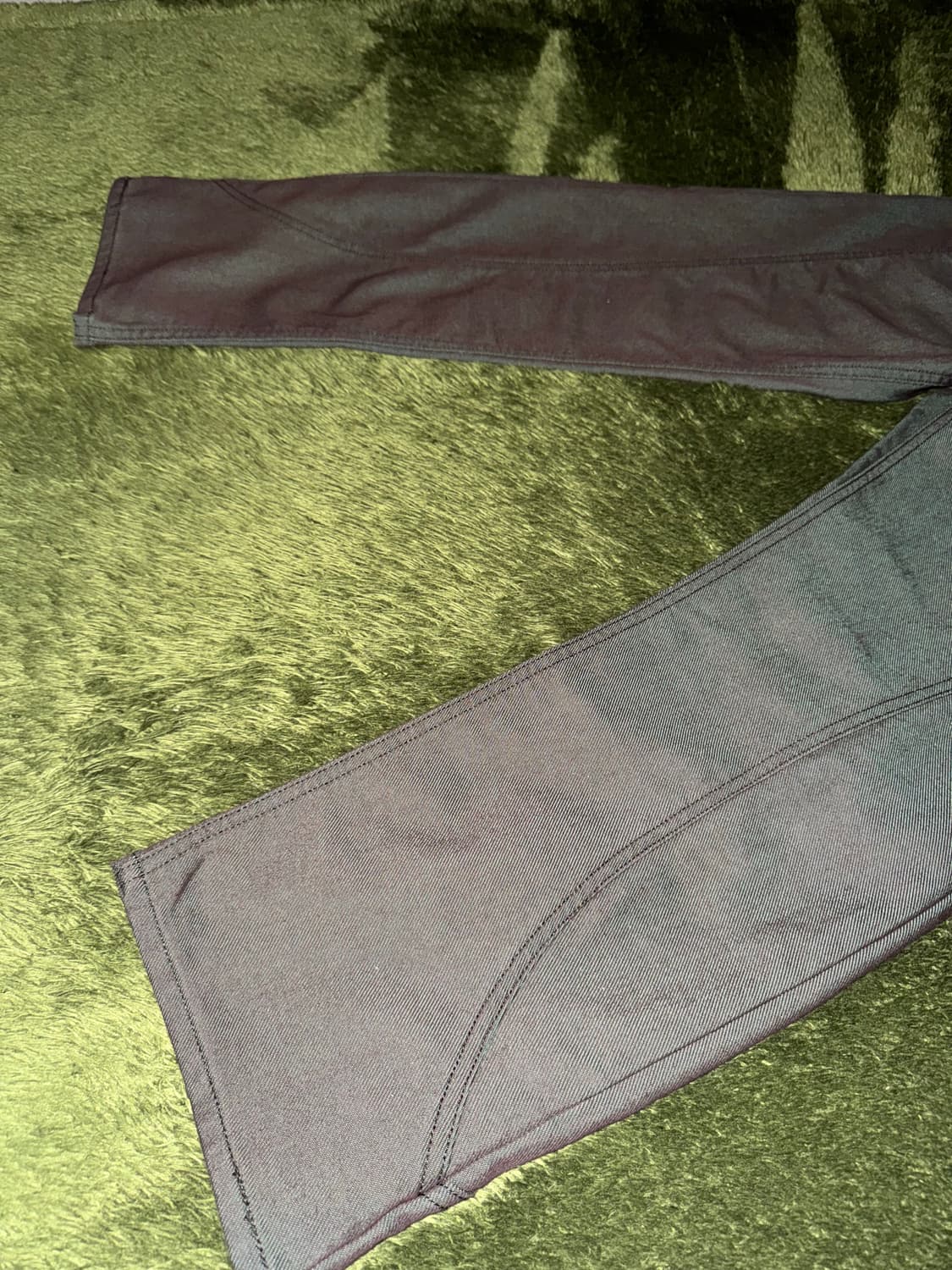 [S] 언어펙티드 22FW 루즈핏 트랙 데님 팬츠 그린 우드 상품이미지6