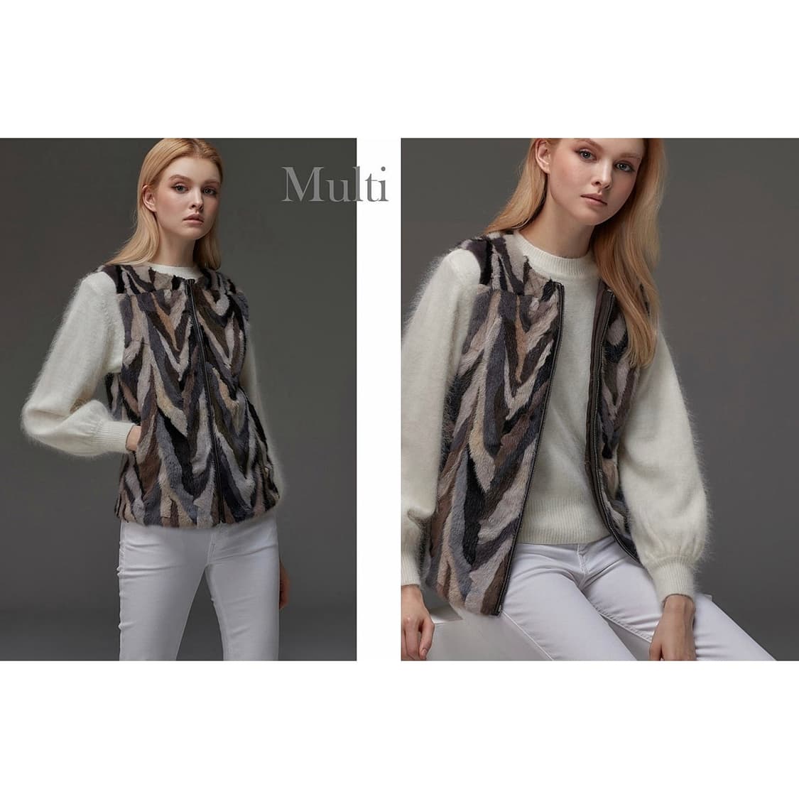 유로컬렉션 밍크 레이어링 집업 베스트 상품이미지2