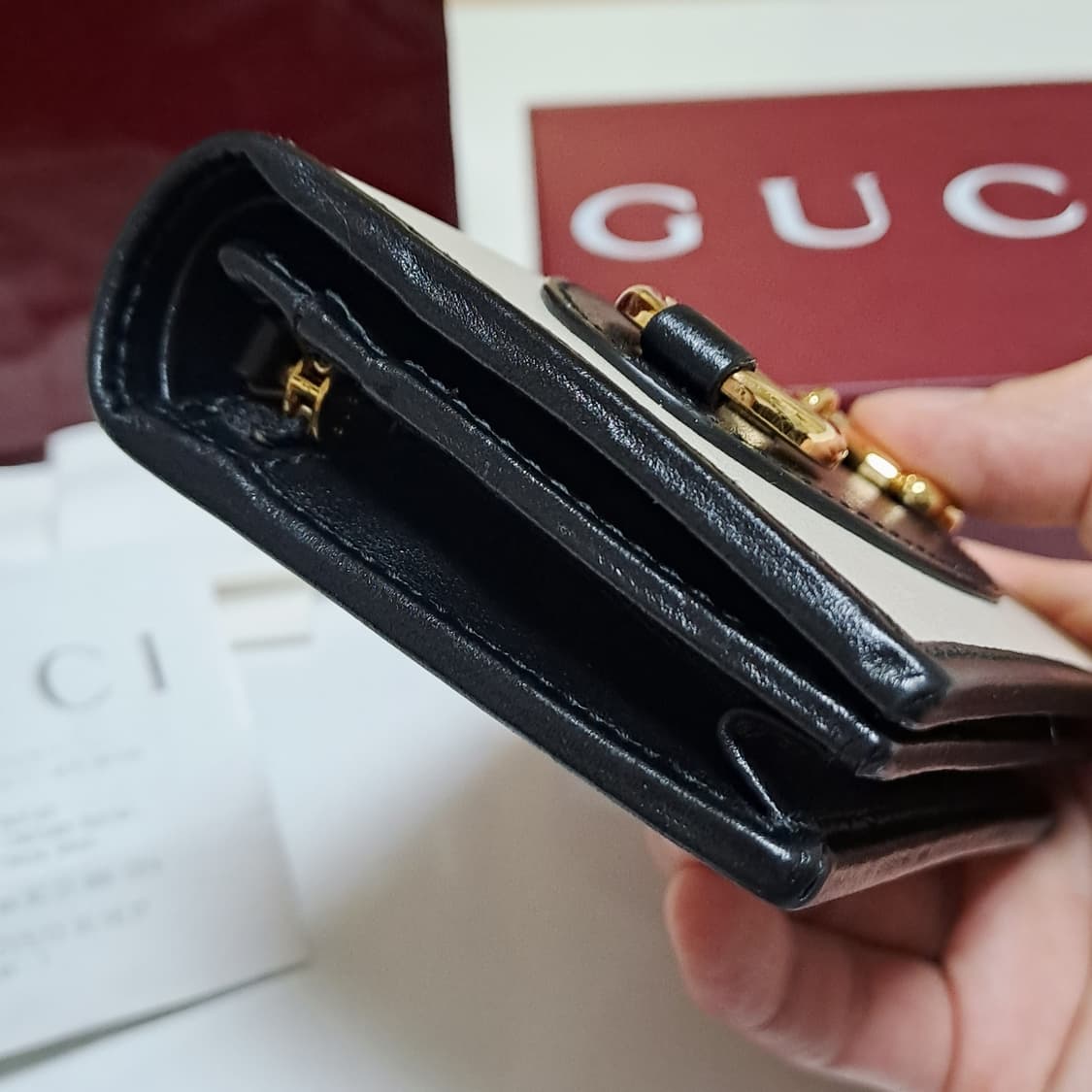 [정품/영수증풀세트] 구찌 홀스빗 지갑 (희소한 블랙 화이트 조합) 상품이미지7