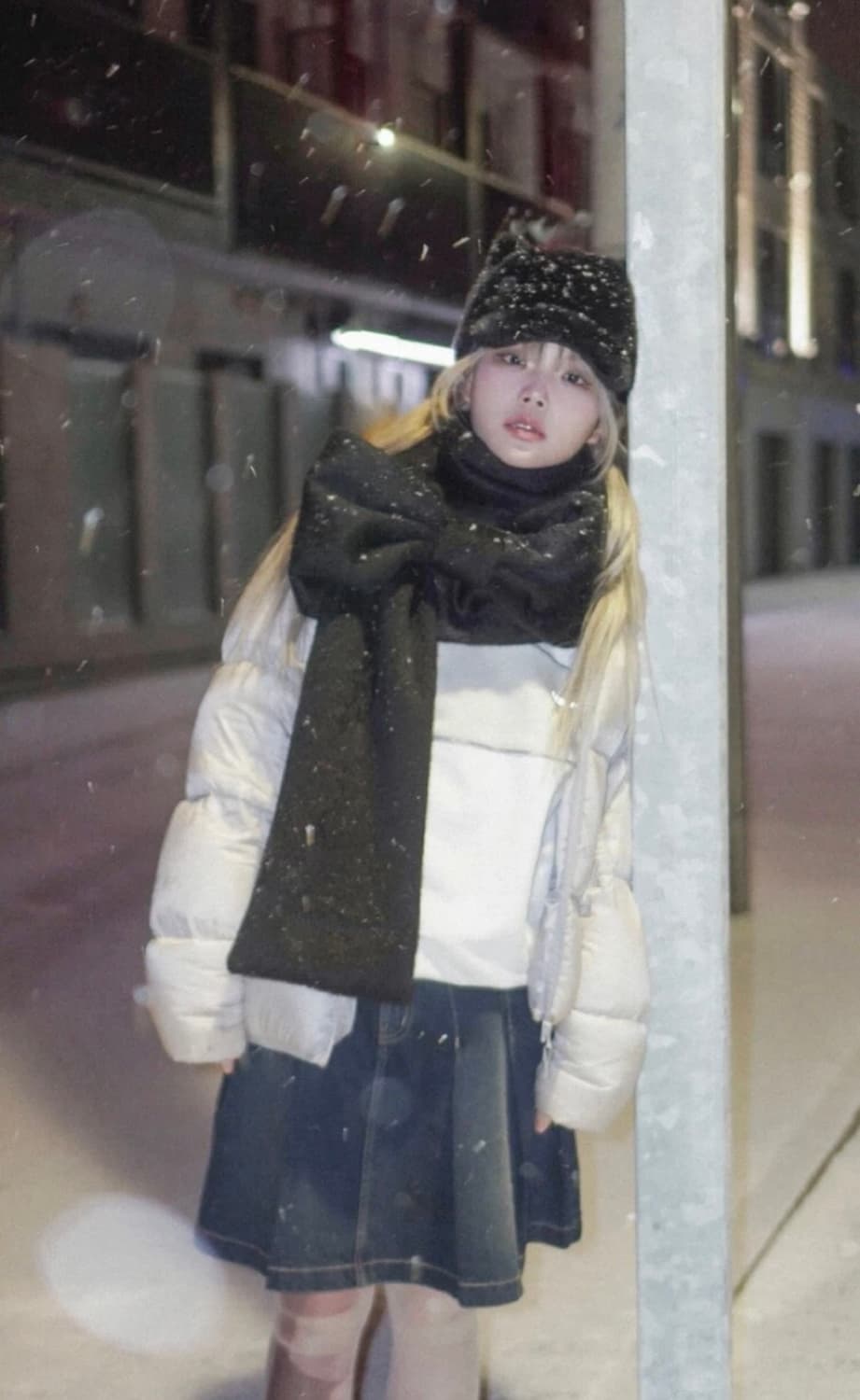 핀쿠노마루 리본머플러 블랙 상품이미지1