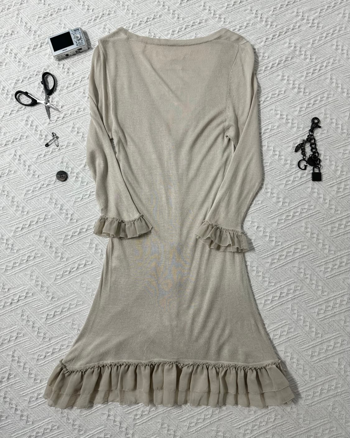 페어리 러플 가디건 레이스 셔링 슬리브리스 3pcs SET 상품이미지8