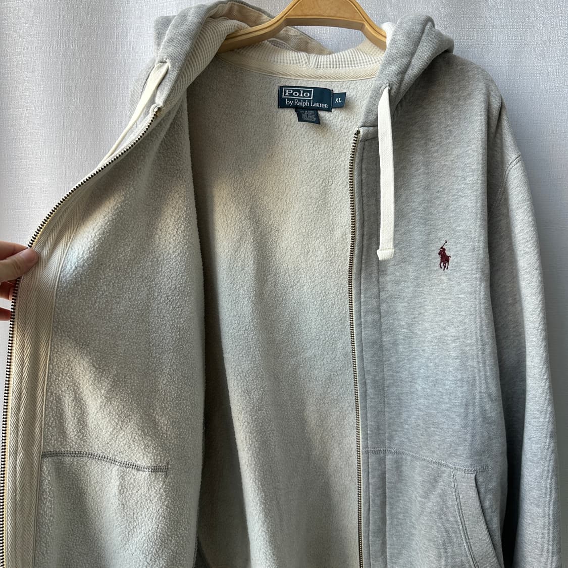 폴로 랄프로렌 기모 후드 집업 라이트 그레이 XL 상품이미지5