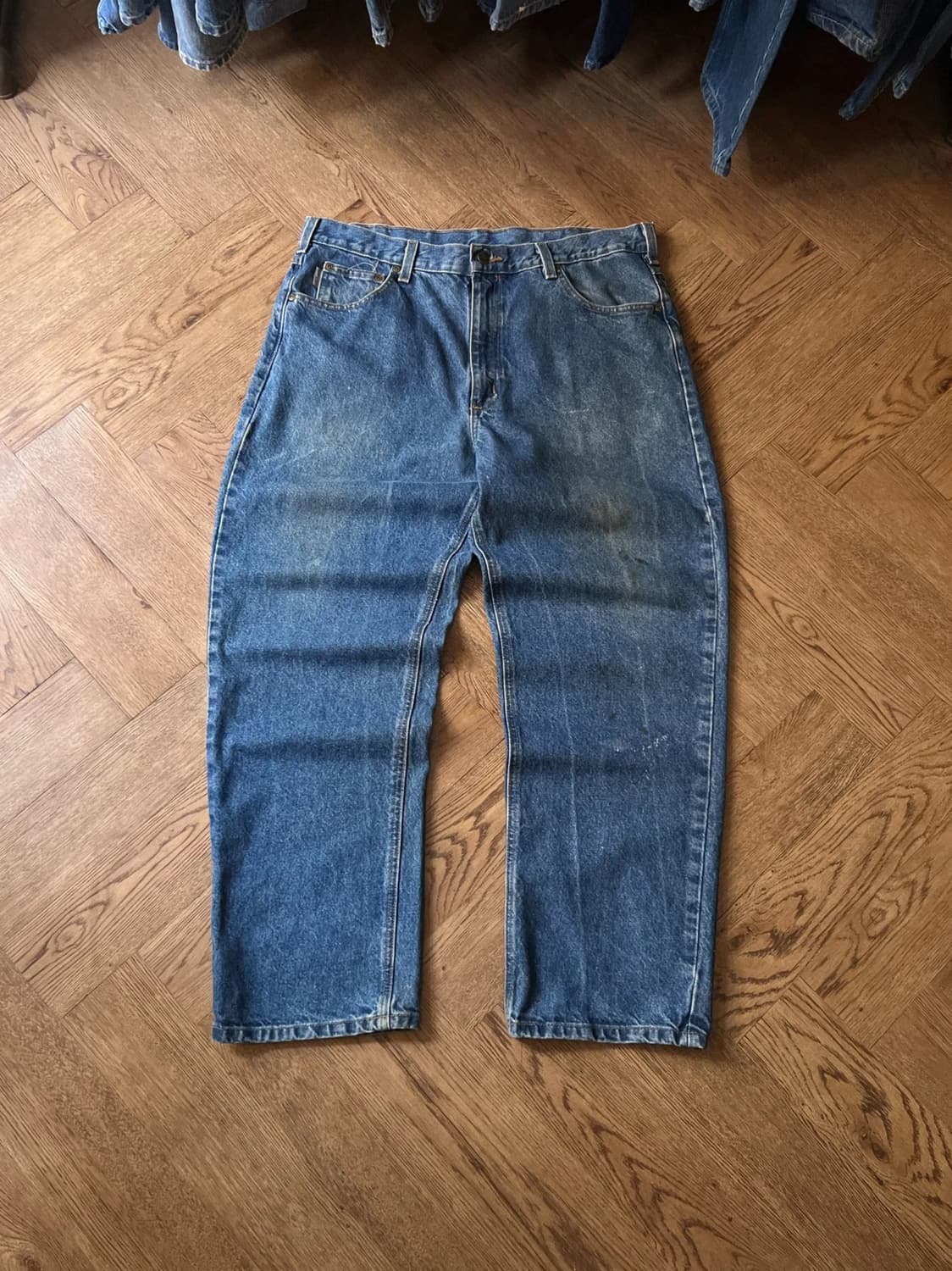 [38]칼하트 USA 빈티지 워싱 미디엄블루 워크 데님 팬츠 상품이미지1