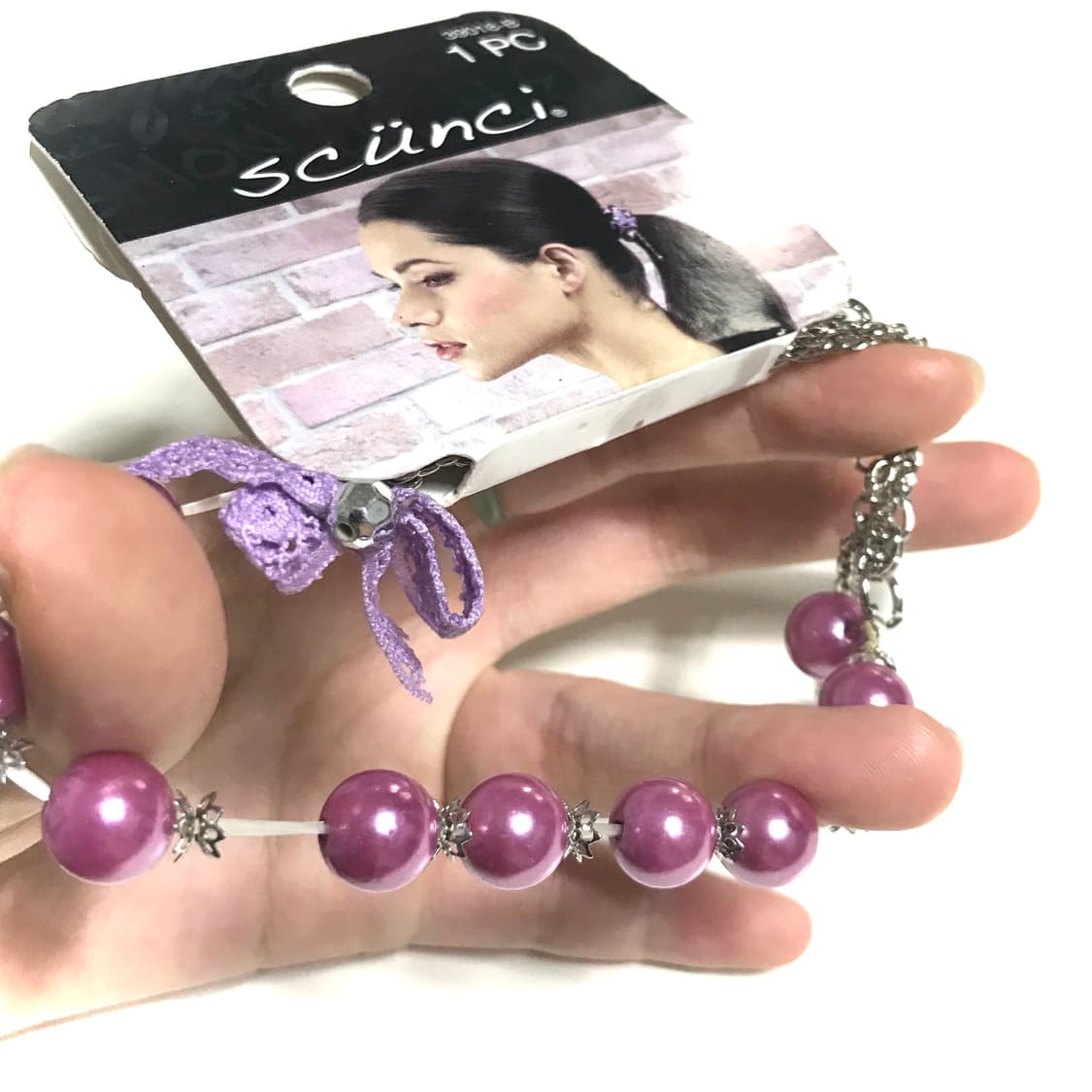 유럽빈티지 y2k 팔찌 겸 머리끈 데드스탁 볼 비즈 체인 갸루 모리걸 상품이미지4