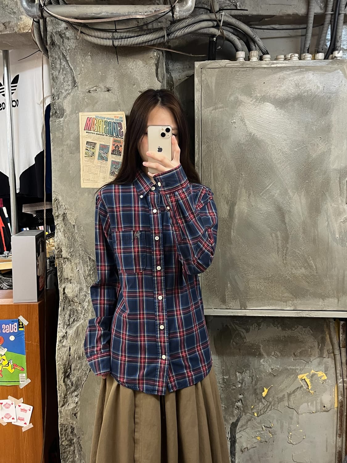 아베크롬비 체크 셔츠 네이비 M #csz967 상품이미지2