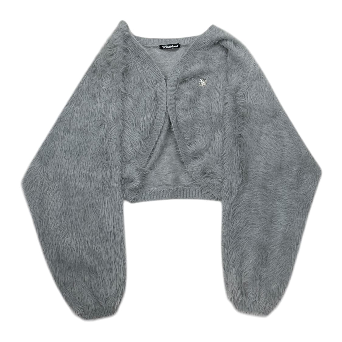 배드블러드 퍼 크롭 나일론 울 가디건 그레이 S 상품이미지1