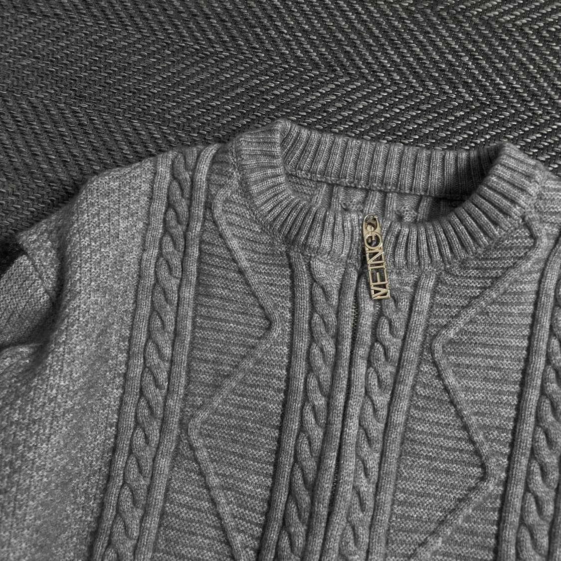 빈티지 우먼스 꽈배기 크롭 니트 자켓 그레이o 4299 상품이미지5