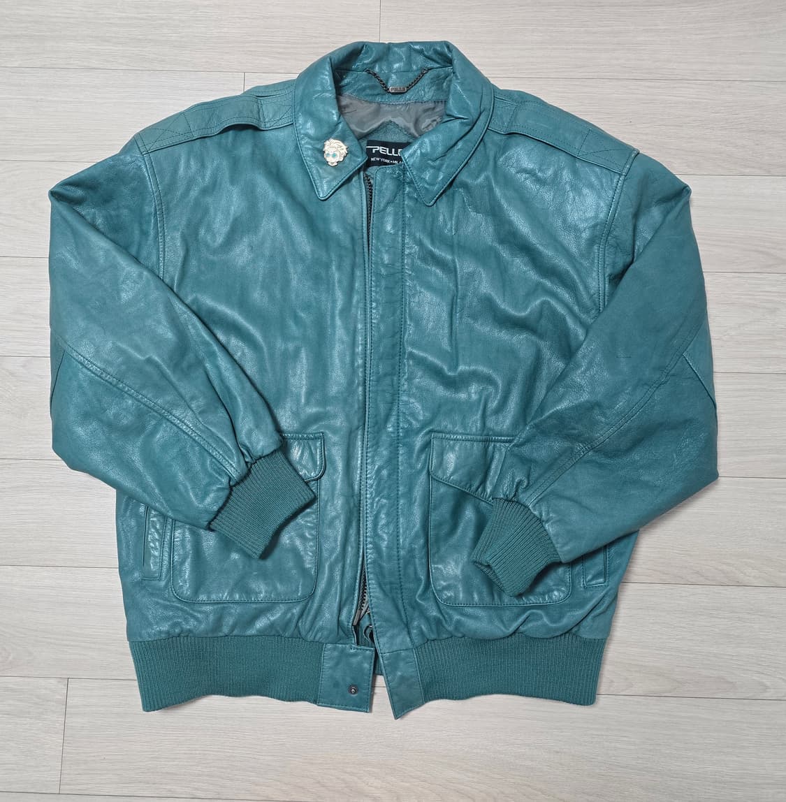 빈티지 PELLE New York 천연가죽 봄버자켓 L 상품이미지1