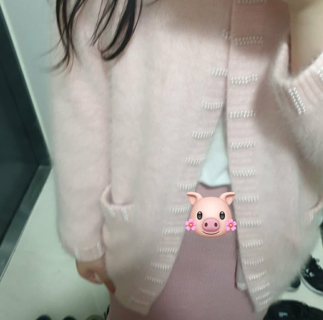 일본빈티지 뽀용핑크 진주 가디건 울 앙고라 핀터깔 히메갸루 상품이미지8