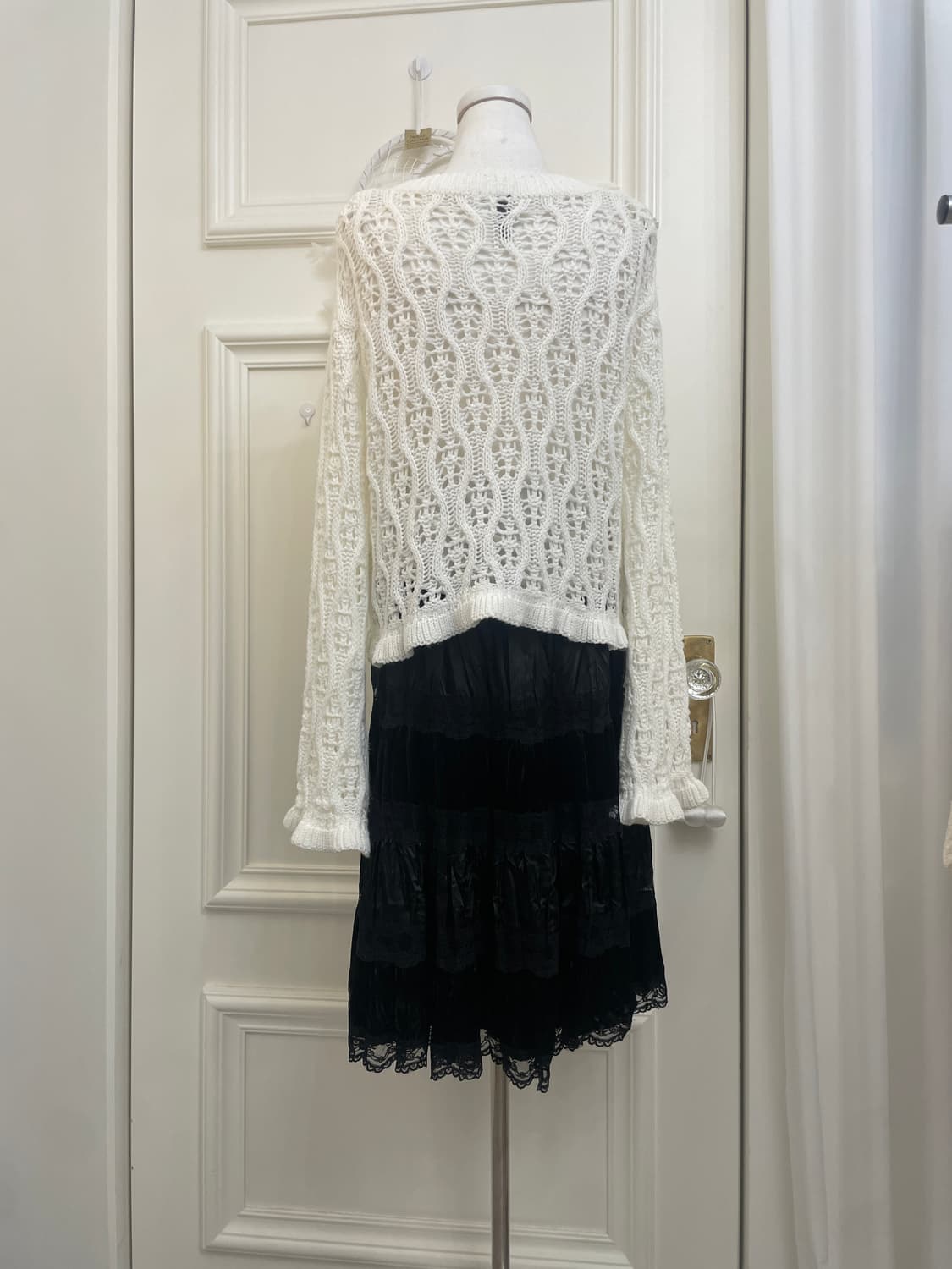 white crochet ruffle sweater 상품이미지4