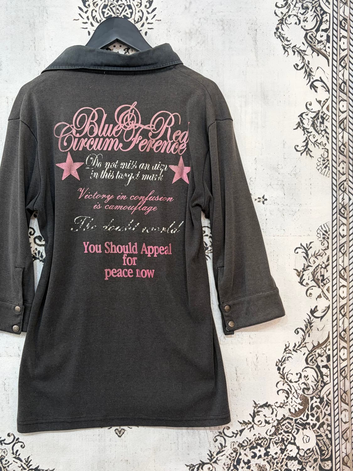 일본빈티지 글리터 레터링 7부 카라 롱슬리브 상품이미지5